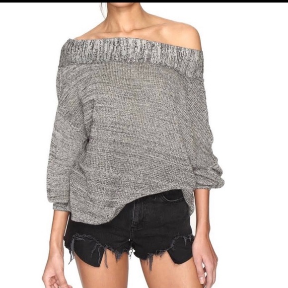 Free People Sweaters - Free People M off the shoulder grey knit sweater
